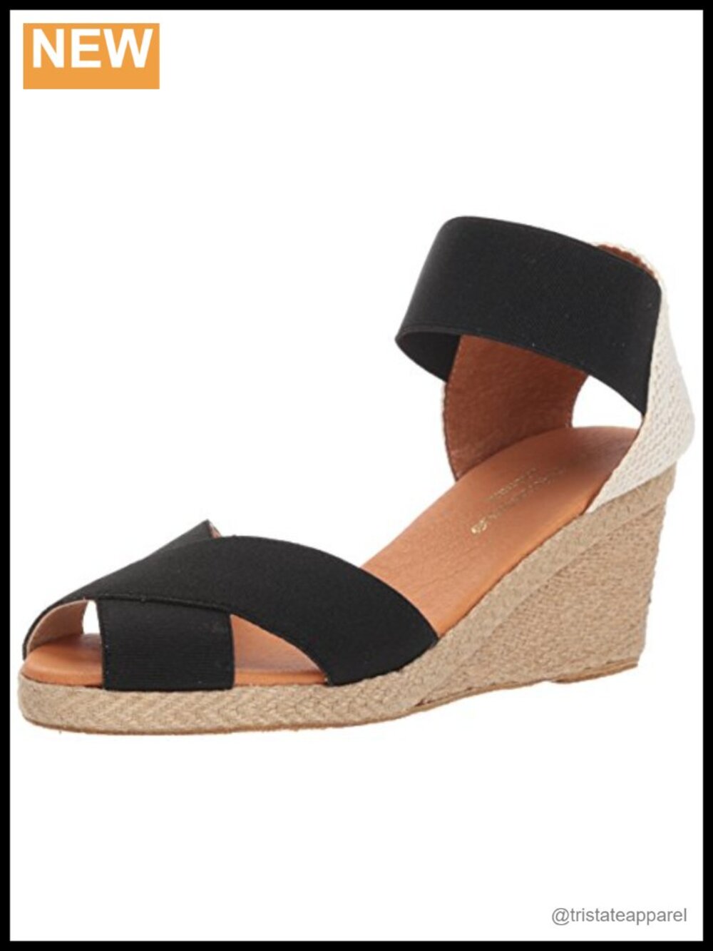 Leather Wedge Sandals With Elastic Ankle Strap